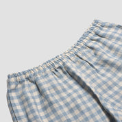 Warm Blue Gingham Linen Pyjama Trousers