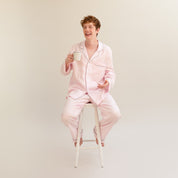 Men's Blush Pink Linen Pyjama Trouser Set