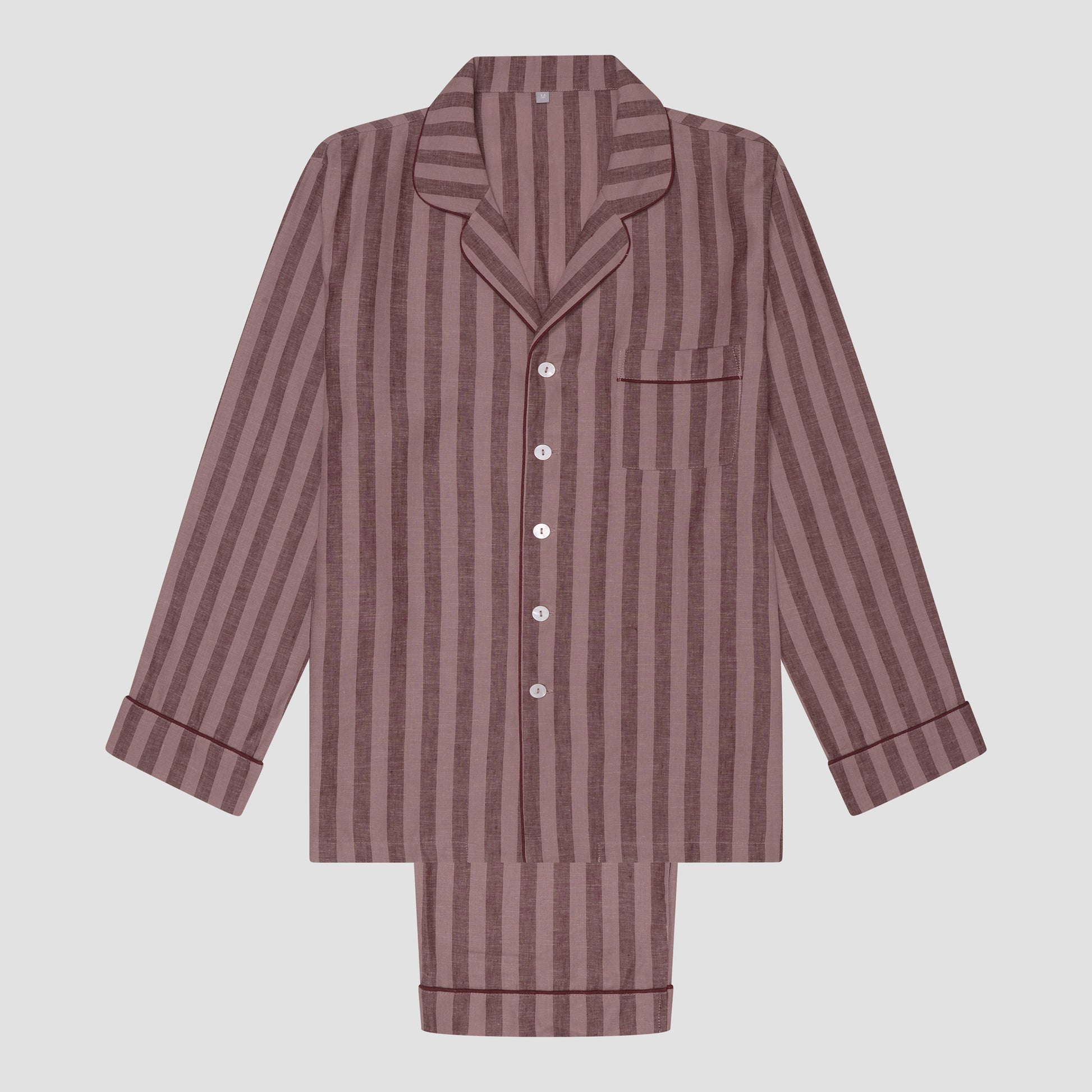 Port & Woodrose Striped Linen Men's PJ Trouser Set