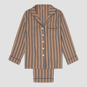 Blue & Porcini Striped Linen Men's PJ Trouser Set