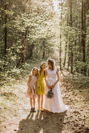 Simple Linen Wedding Dress With Train