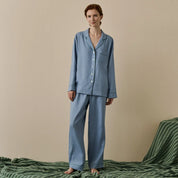 Wave Blue Linen Women's Pyjama Trousers