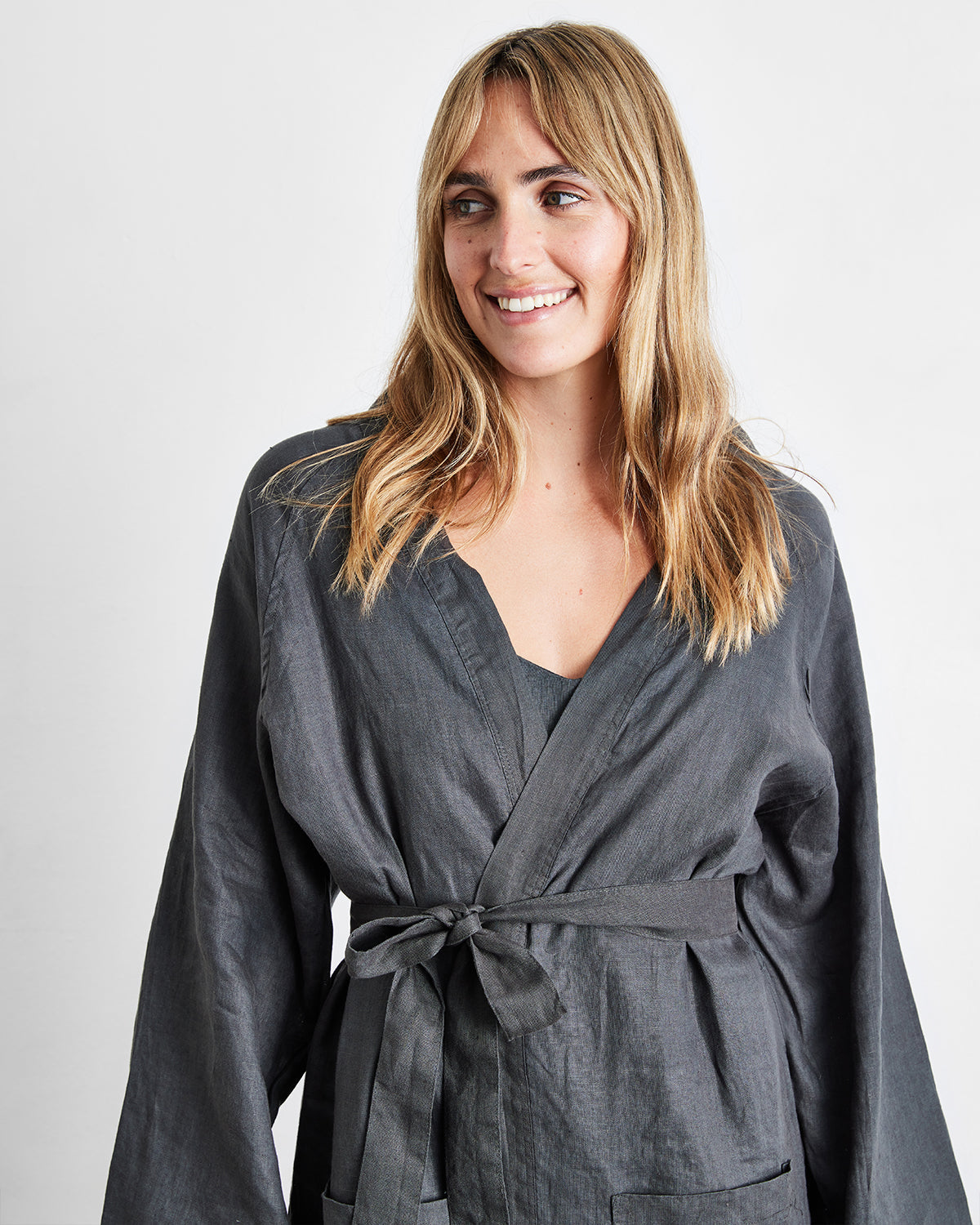 Women Linen Classic Robe
