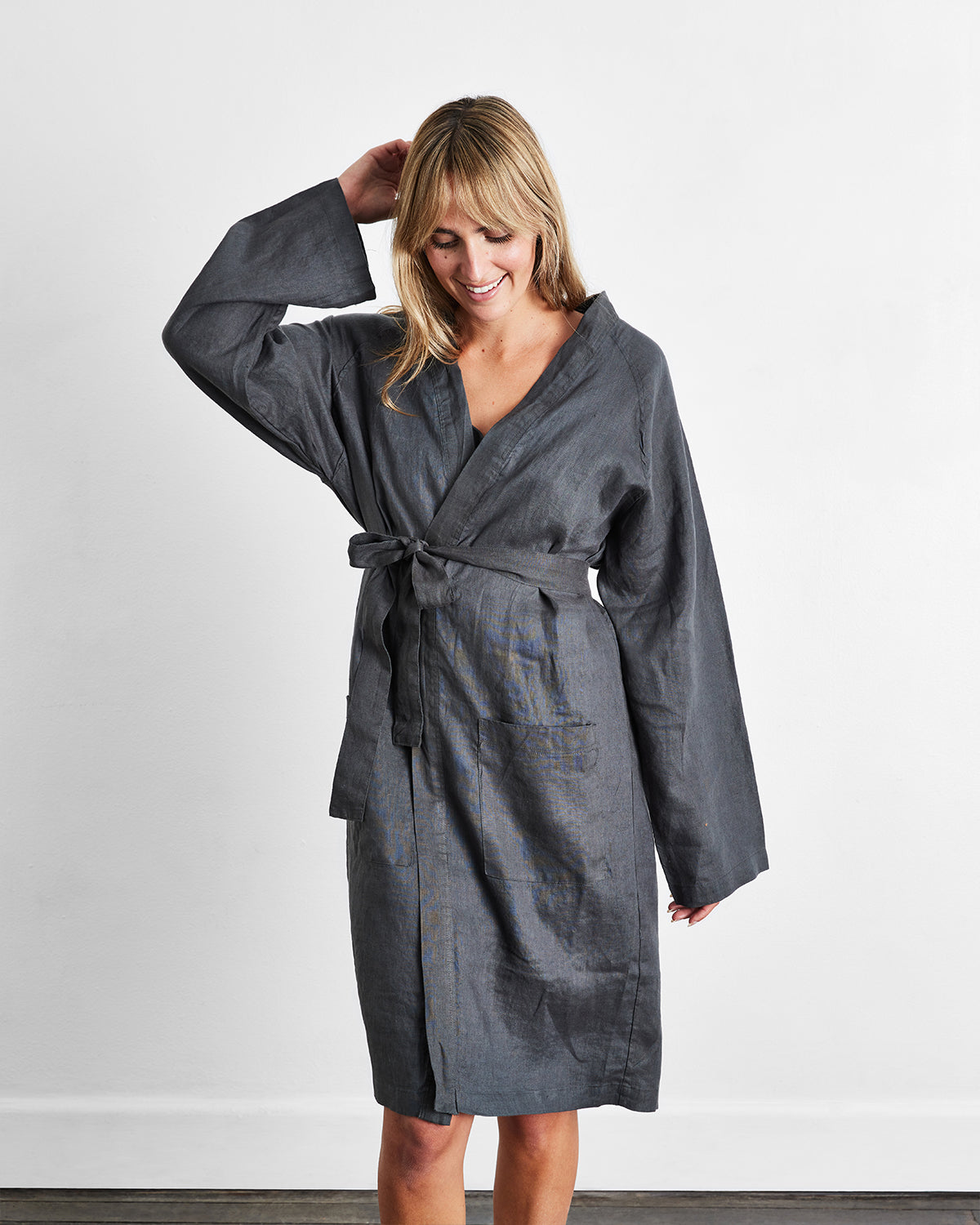 Women Linen Classic Robe