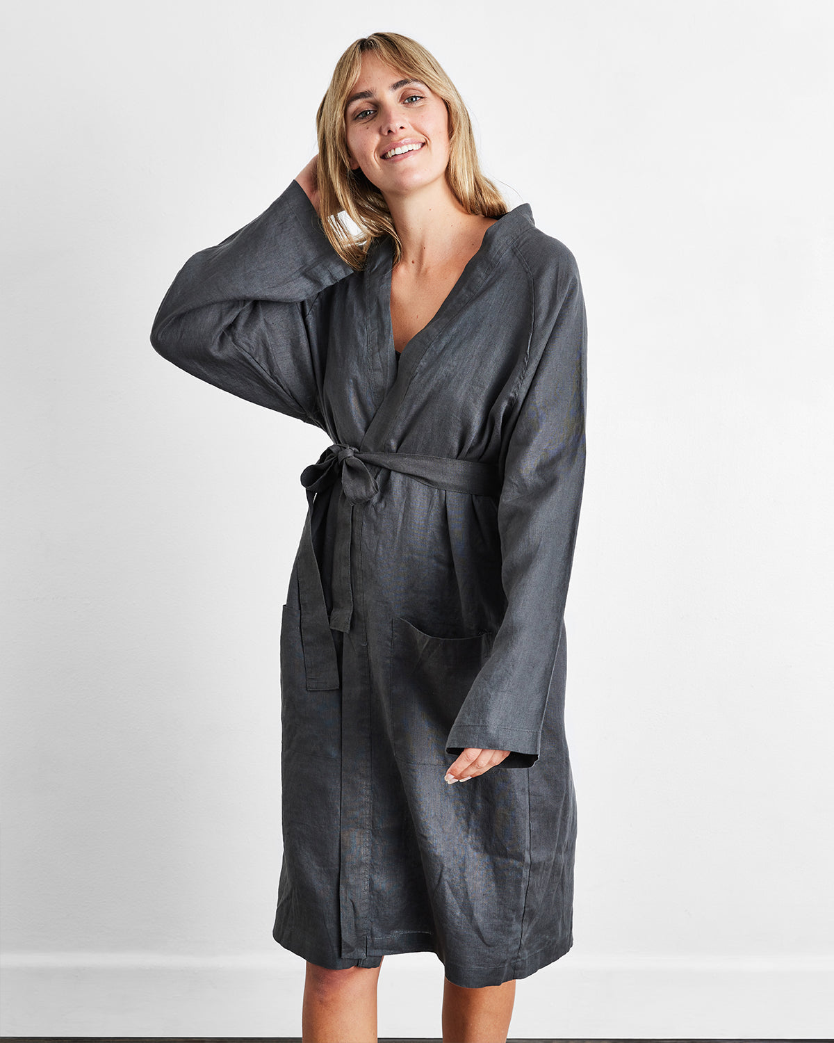 Women Linen Classic Robe