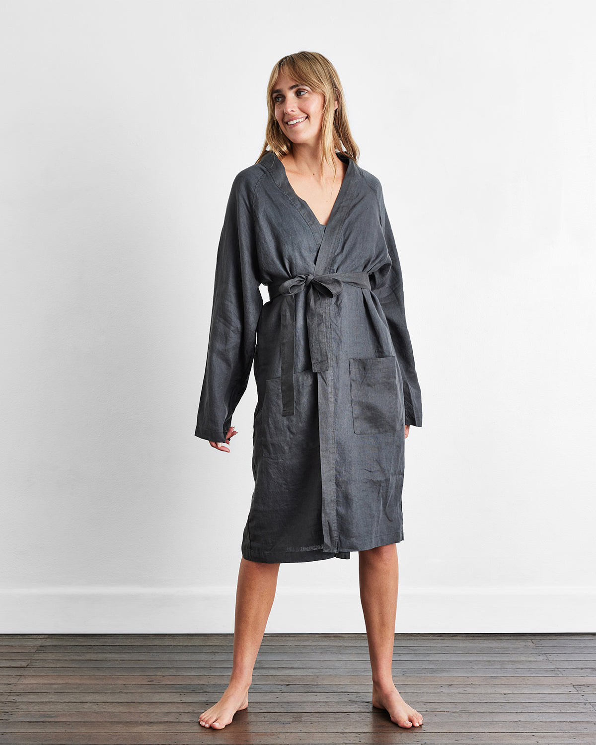 Women Linen Classic Robe