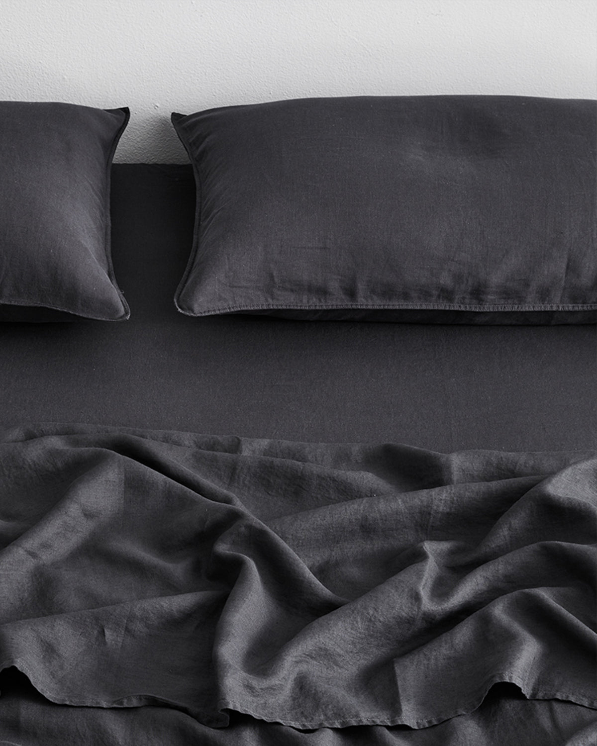 Charcoal 100% Flax Linen Fitted Sheet