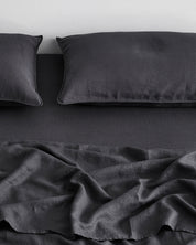 Charcoal 100% Flax Linen Fitted Sheet