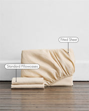 Crème 100% French Flax Linen Fitted Sheet Set