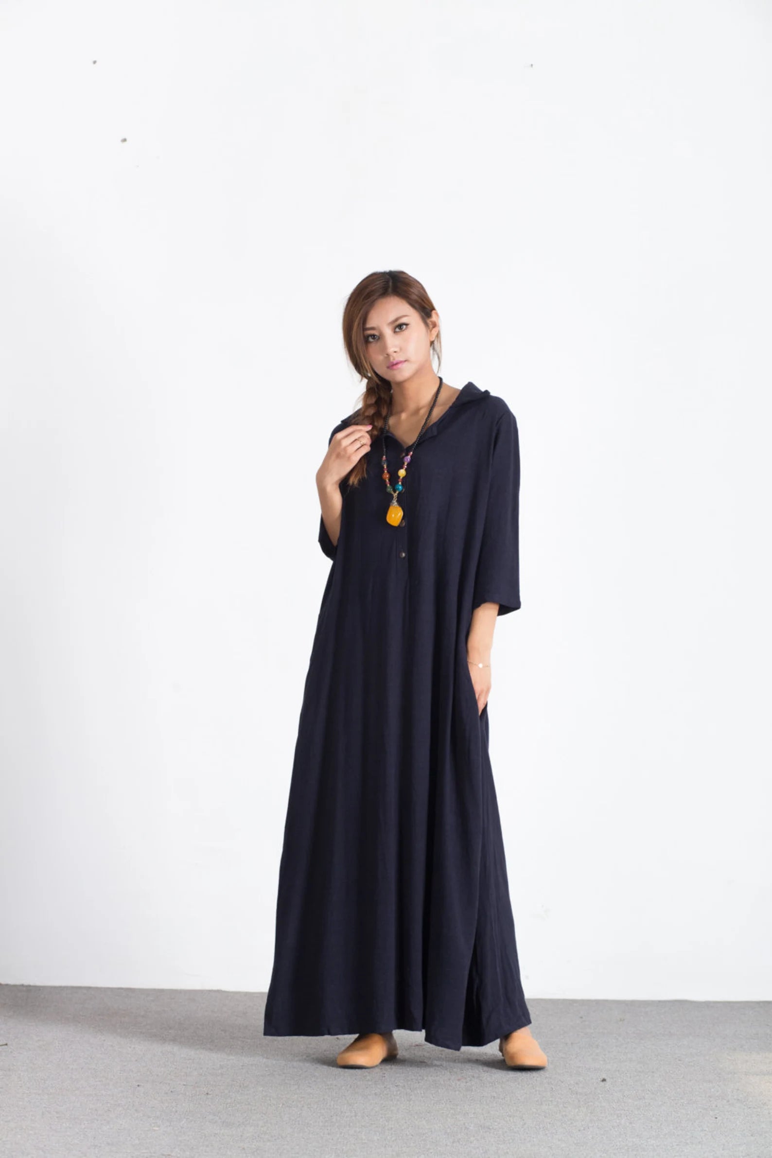 Linen Maxi Dress Oversize