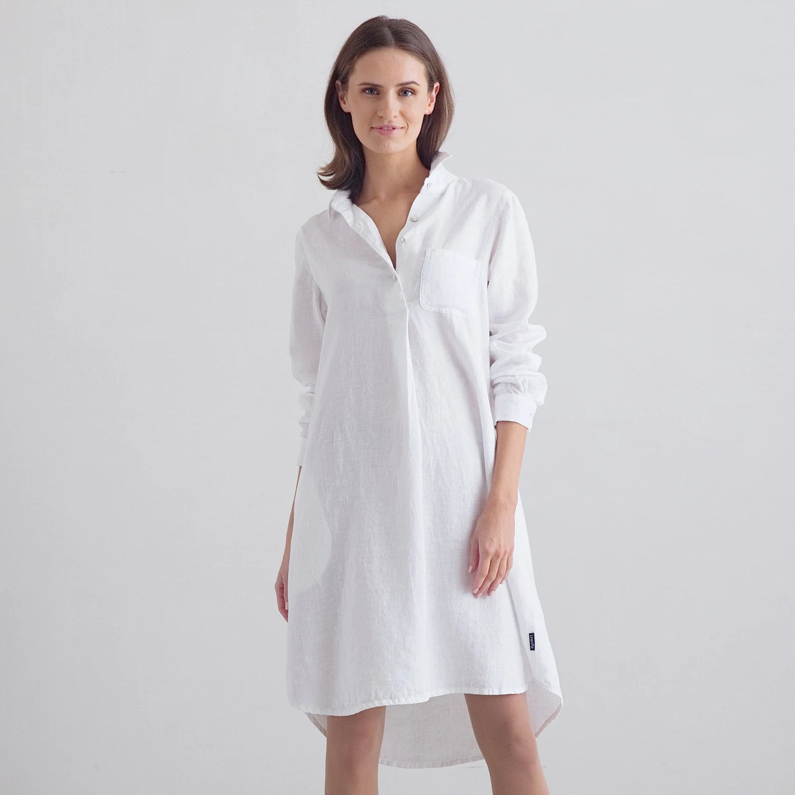 White A Shape long sleeves silhouette dress