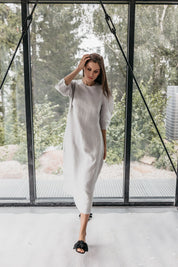 White Linen shirt dress LEXIE