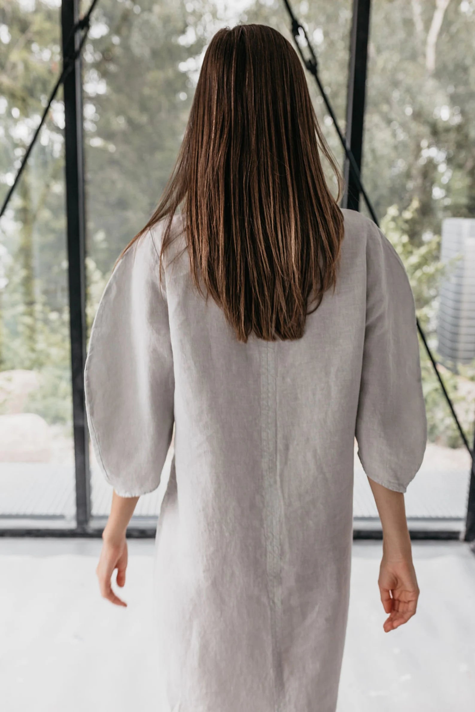 White Linen shirt dress LEXIE