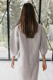 White Linen shirt dress LEXIE