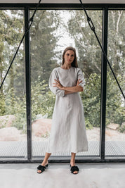 White Linen shirt dress LEXIE