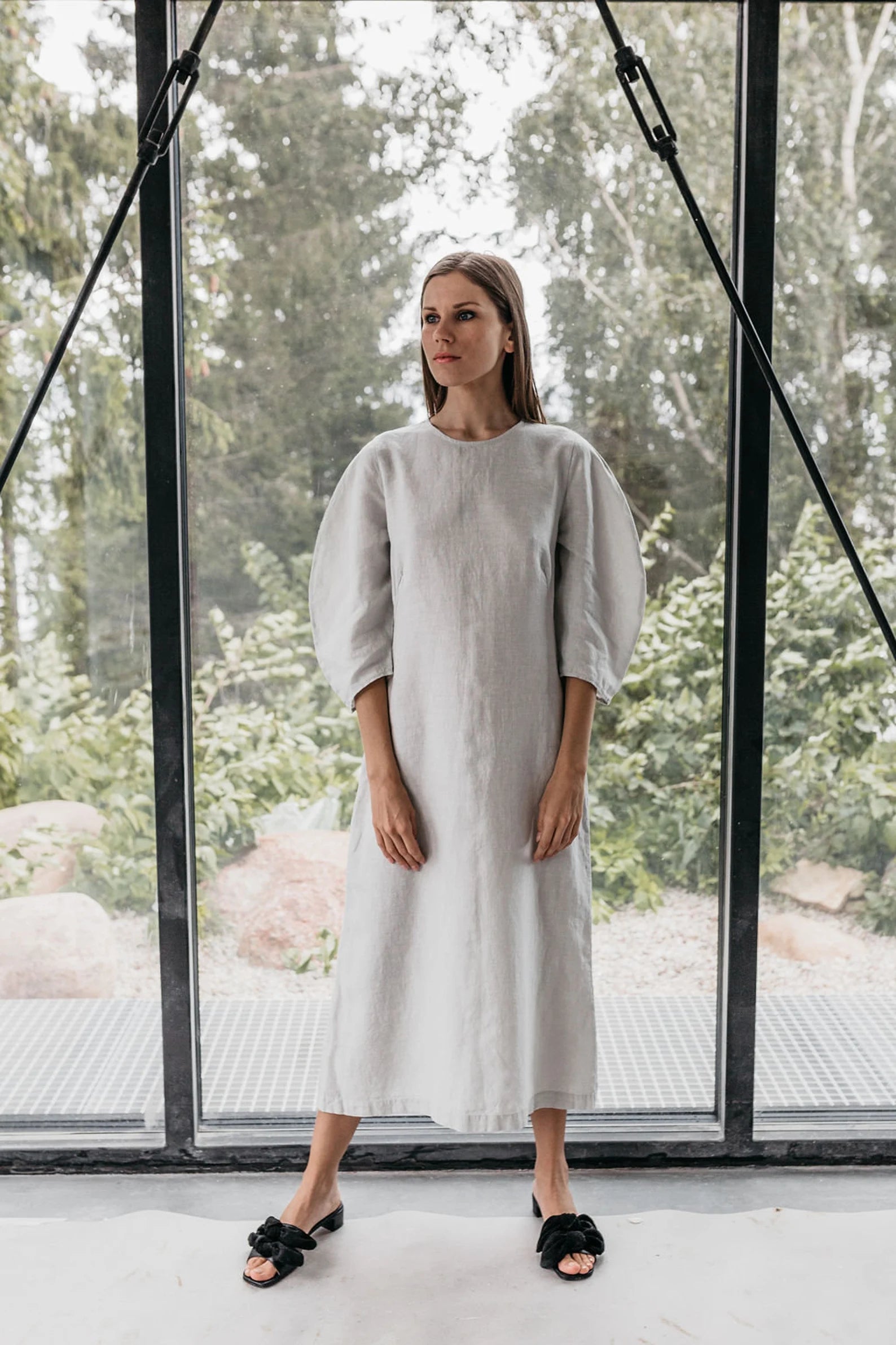 White Linen shirt dress LEXIE