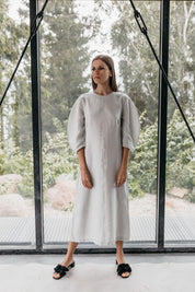 White Linen shirt dress LEXIE