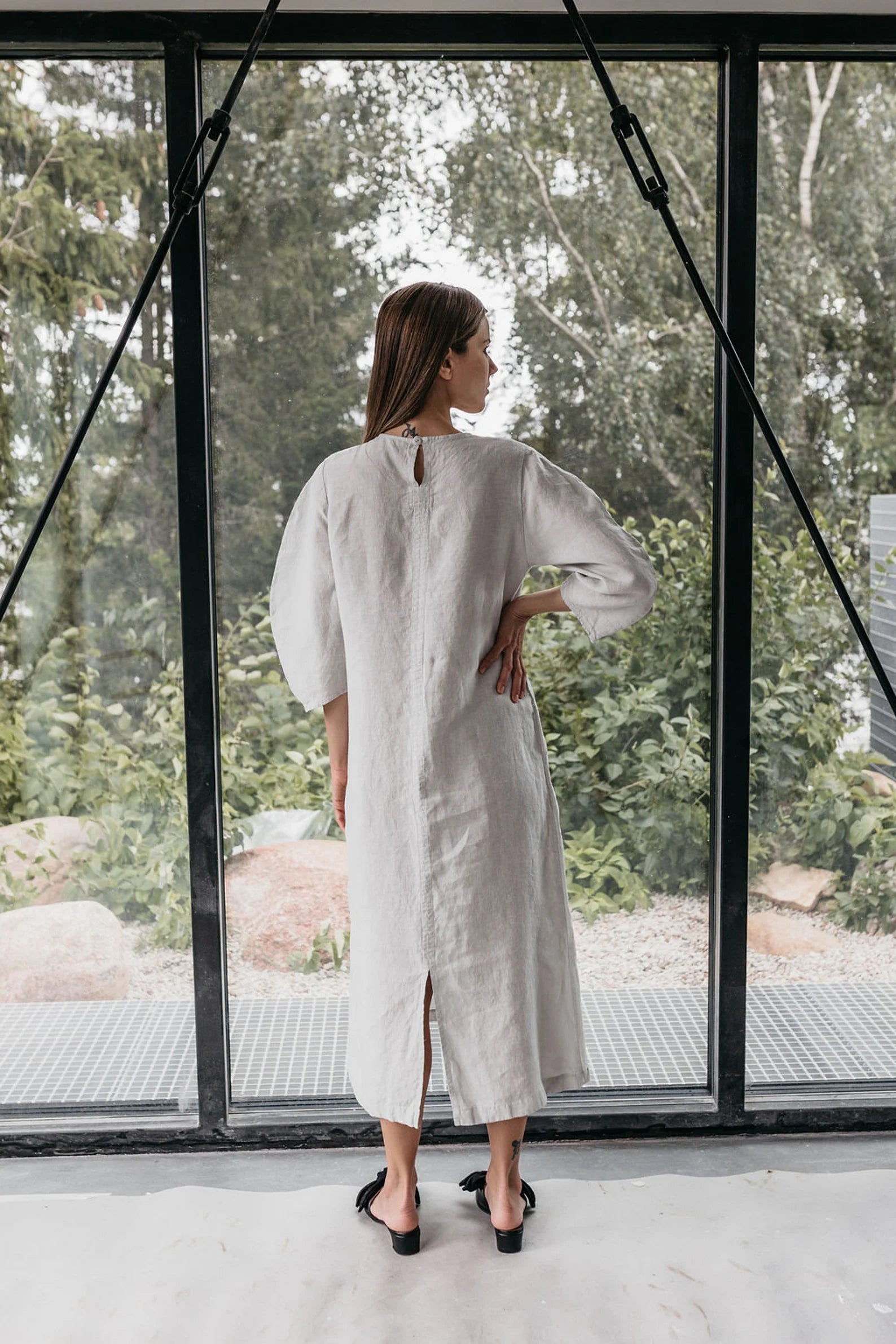 White Linen shirt dress LEXIE