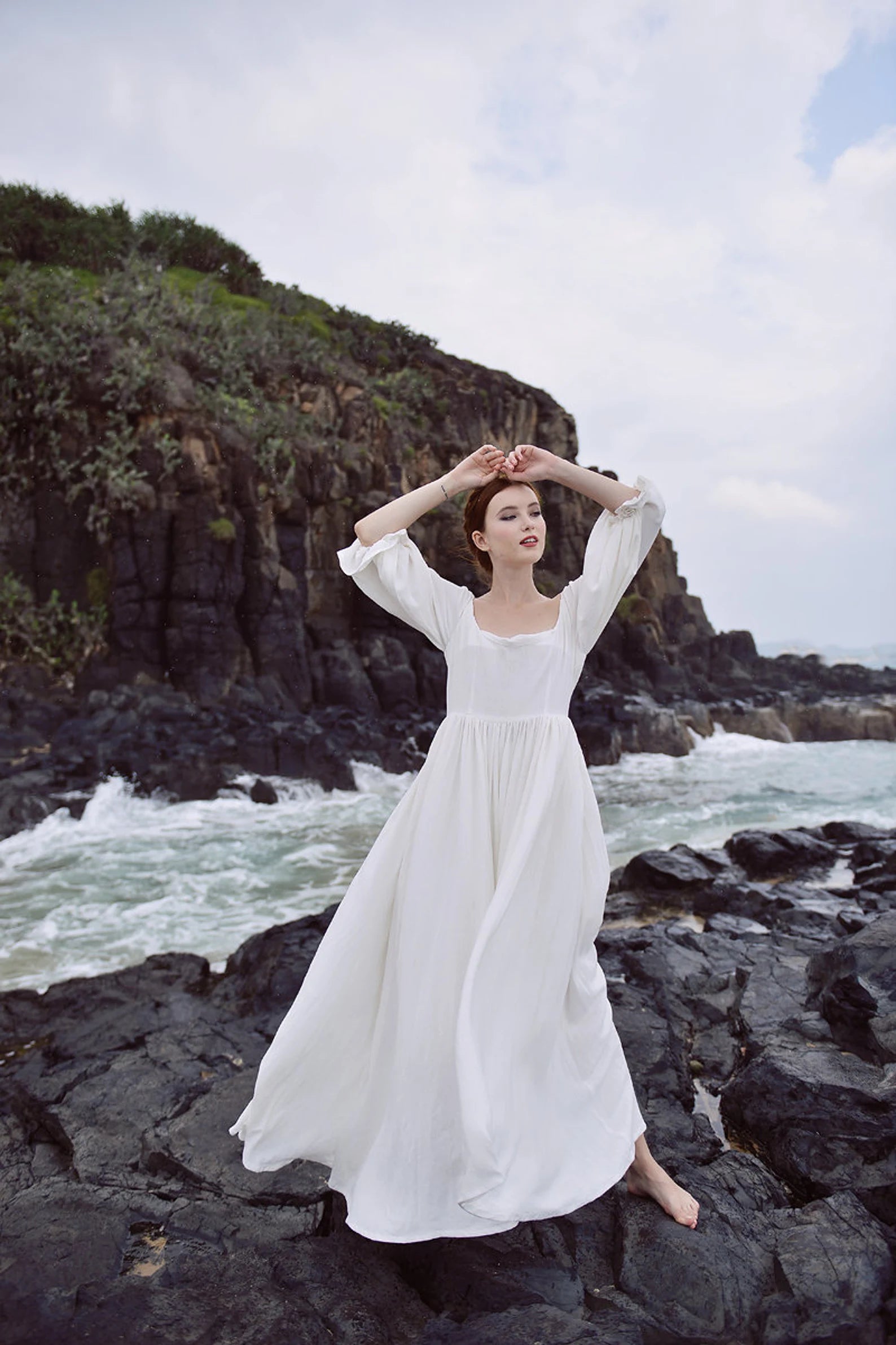 Vintage Style White Linen dress