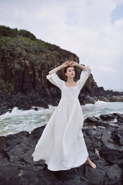 Vintage Style White Linen dress