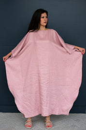 Pink Oversize Kaftan Kimono Linen Dress