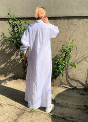 White Linen Shirt Dress BIG LONG OVERSIZE