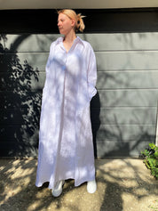 White Linen Shirt Dress BIG LONG OVERSIZE