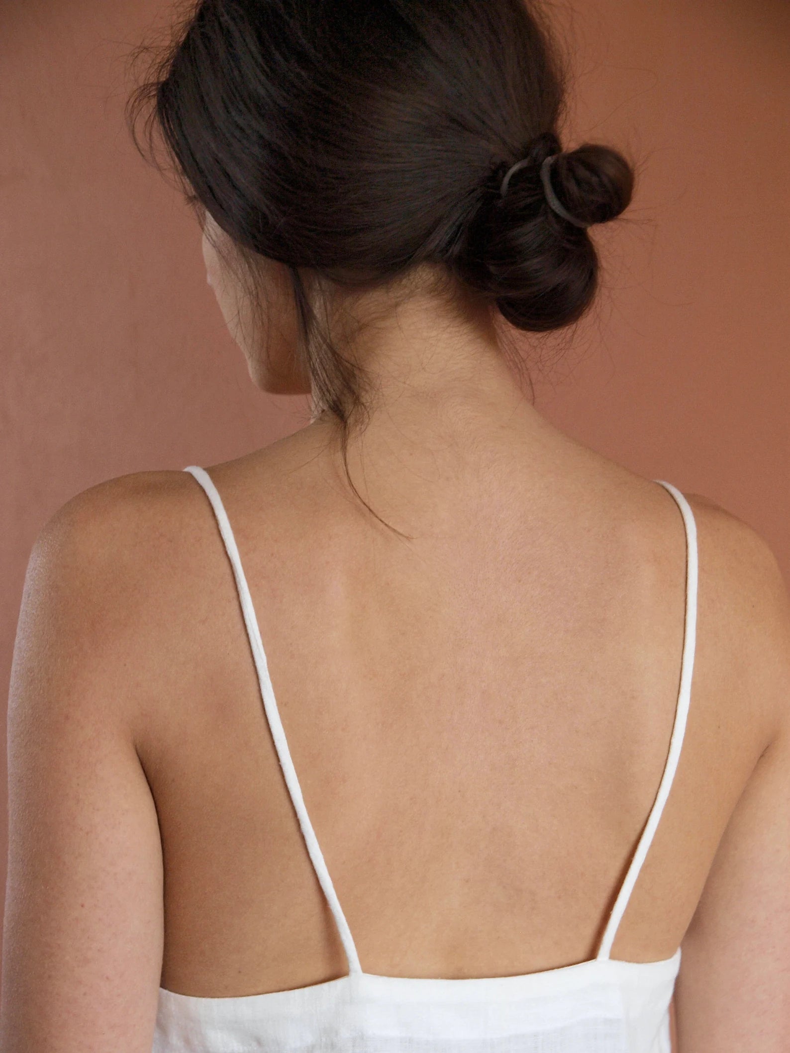 Linen nightgown deep V dress