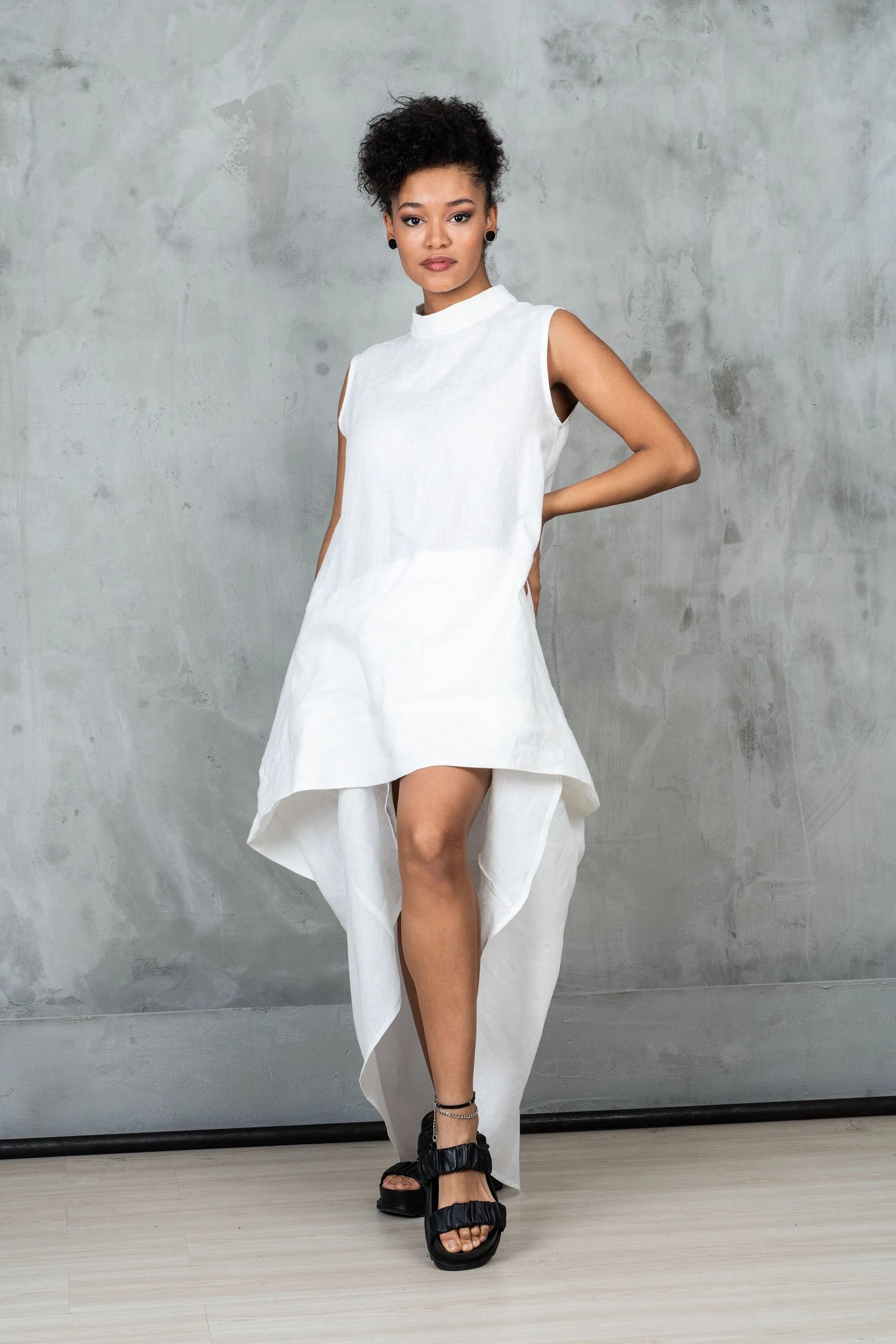 White linen Kaftan dress