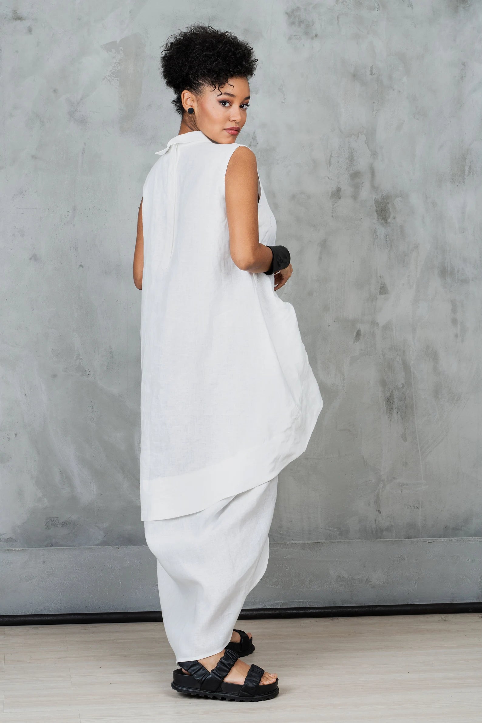 White linen Kaftan dress