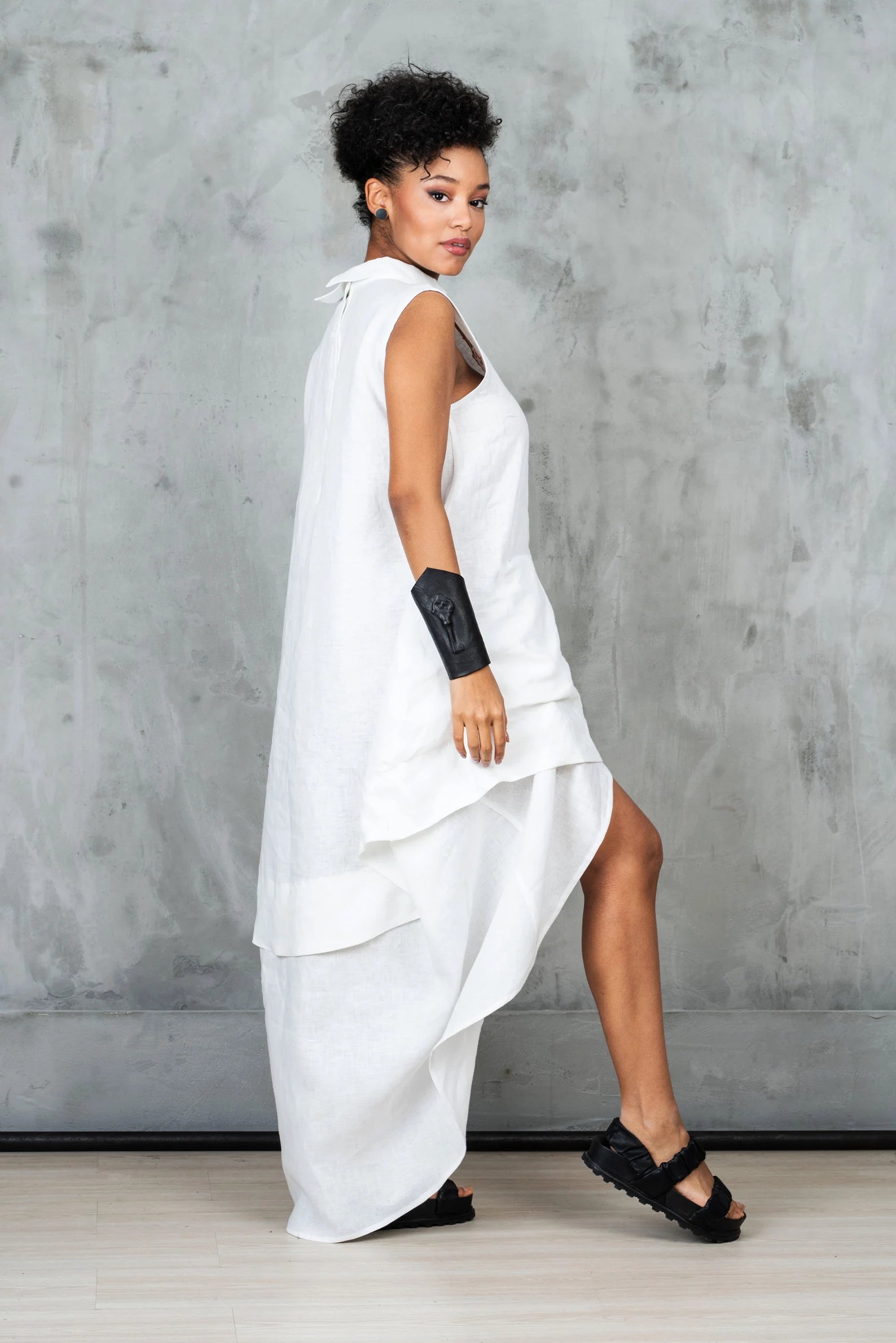 White linen Kaftan dress