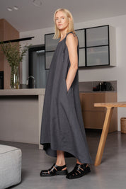 Wedding Guest Simple Spaghetti Long Linen Dress
