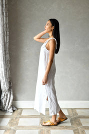 White Linen Sparghetti Slip Dress