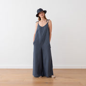 Loose fit linen jumpsuit Amelia with shoulder straps