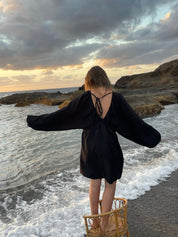 Open Back Mini Summer Linen Dress for Women