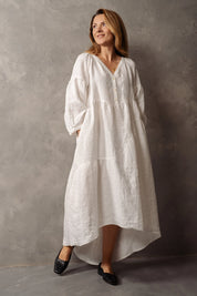 Long linen Retro style curve loose linen dress