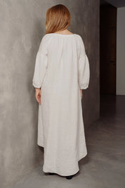 Long linen Retro style curve loose linen dress