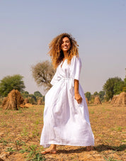 White Linen Kaftan Dress