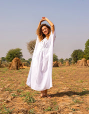 White Linen Kaftan Dress