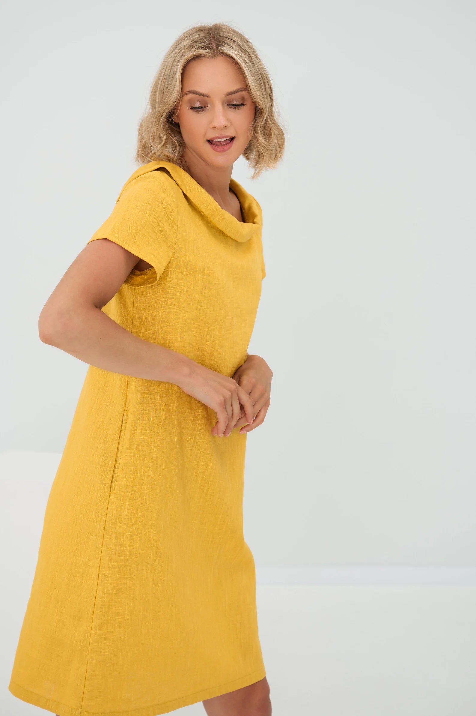 Simple Yellow Linen Dress