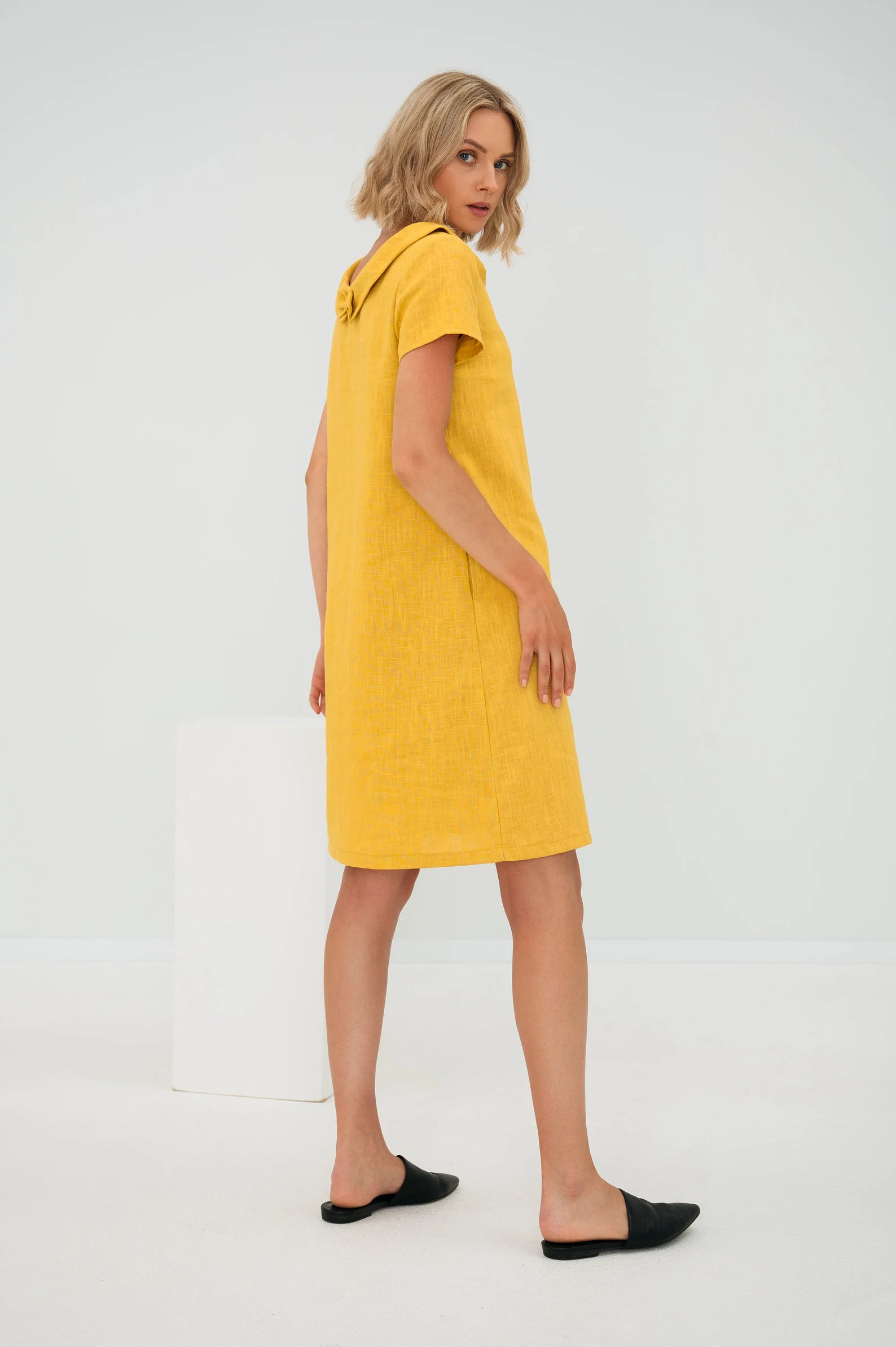 Simple Yellow Linen Dress