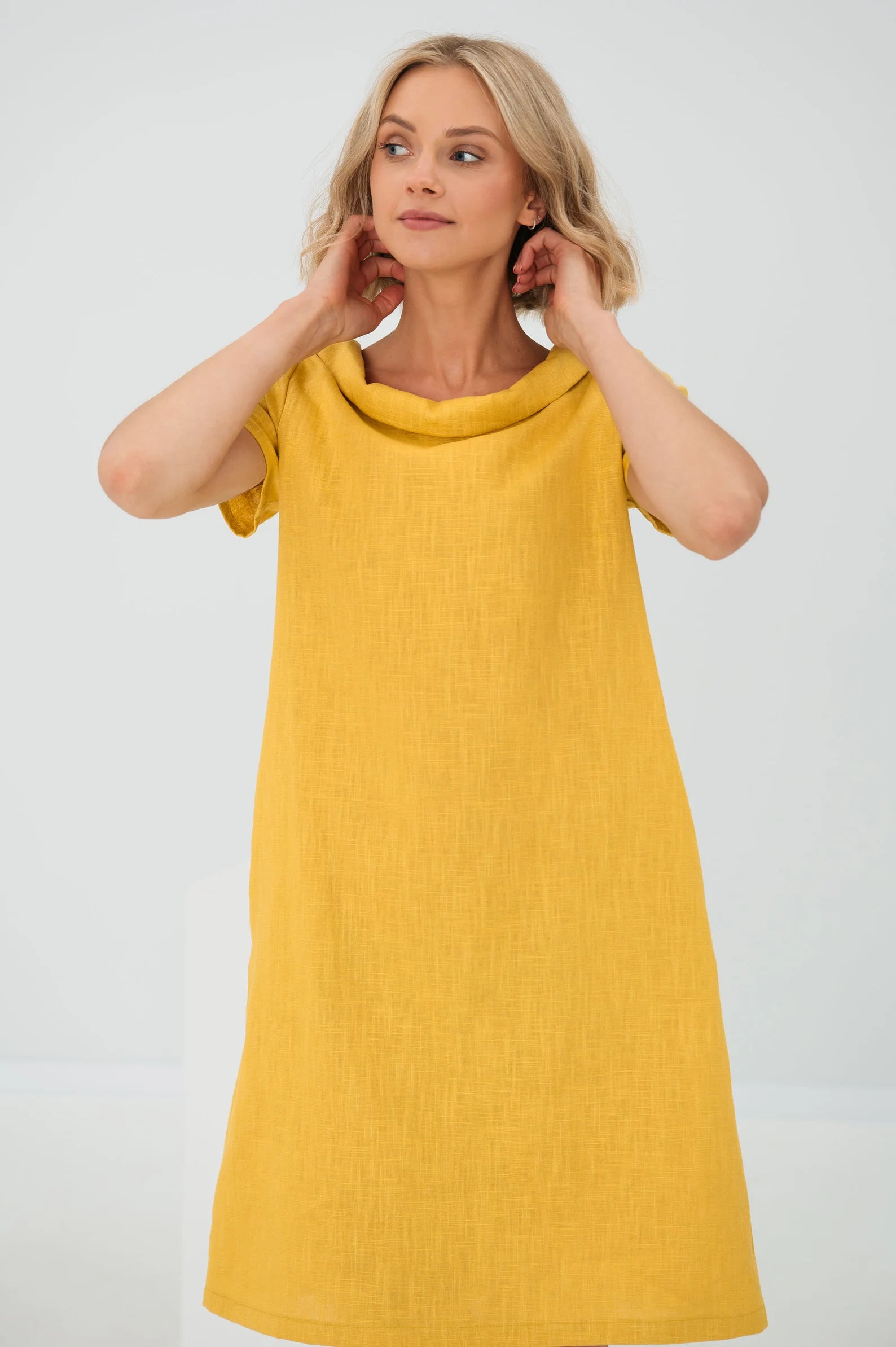Simple Yellow Linen Dress