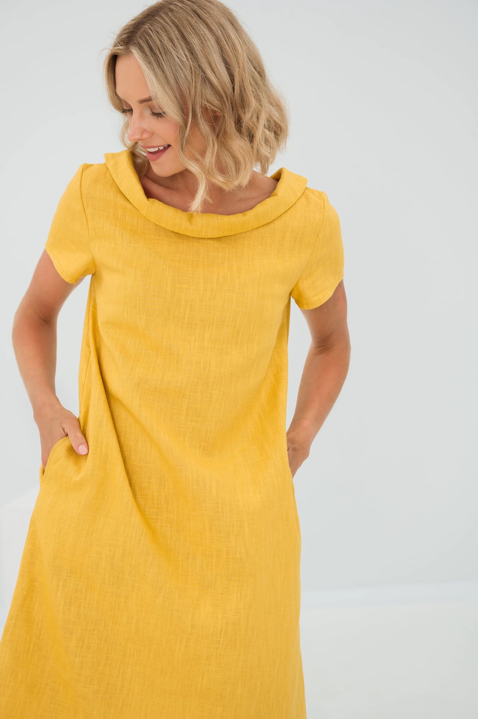Simple Yellow Linen Dress