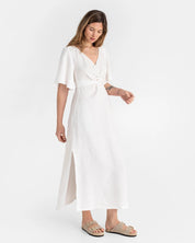 White linen dress AGRA maxi Wedding wrap dress