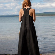 Linen Maxi Sleeveless Dress in Black