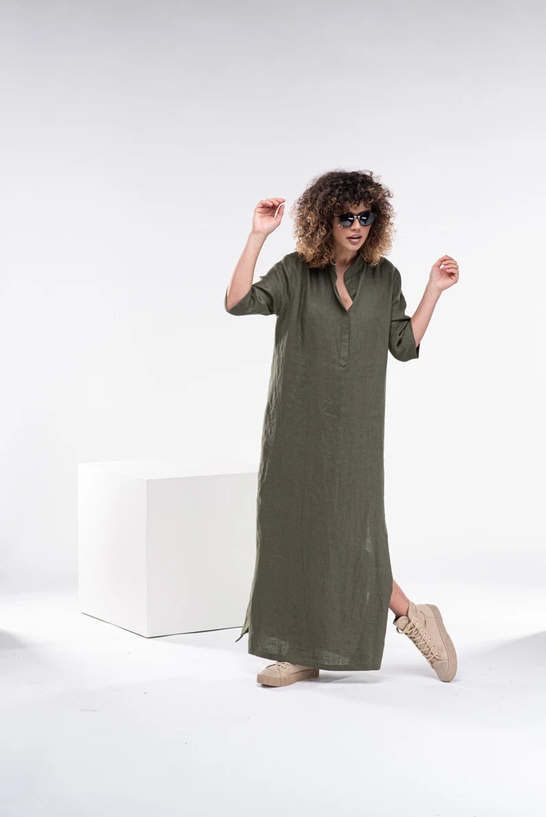 Bohemian Loose Linen Japanese Dress for Women