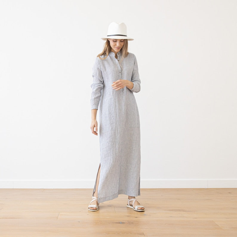 Long Linen Dress Dona in various colors