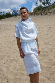 Loose linen Blouson kimono dress