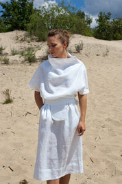 Loose linen Blouson kimono dress