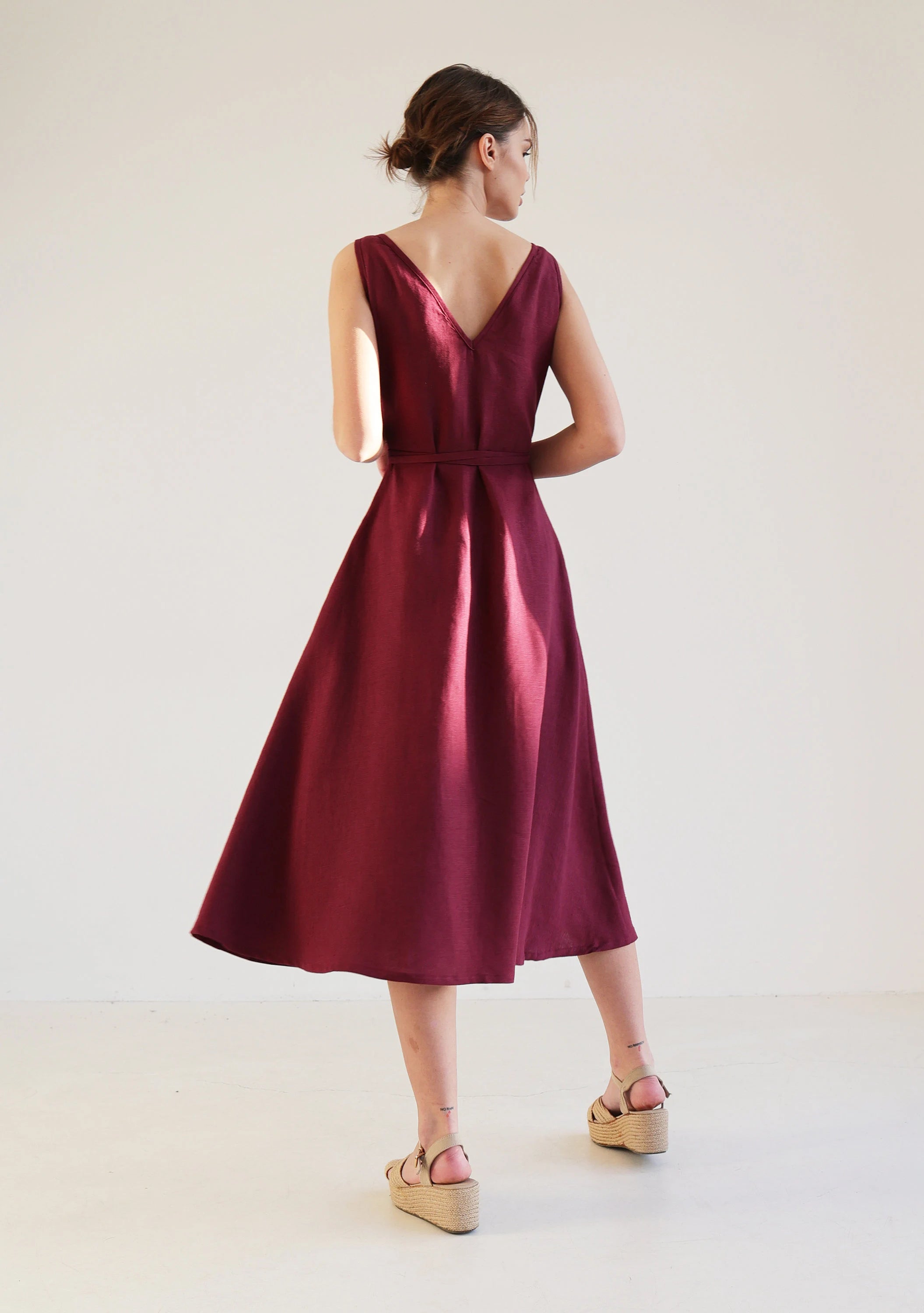 Wrap sleeveless linen dress ROSIE